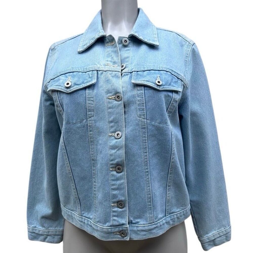 Vintage Gloria Vanderbilt Denim Jean Jacket Women's Small Light Blue Long Sleeve